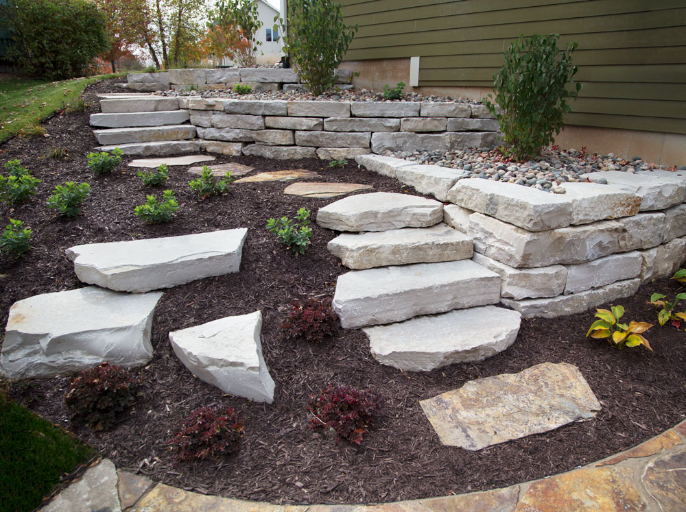 The retaining wall and step system.